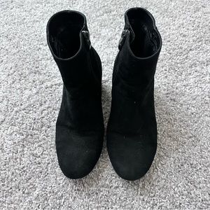 Black suede ankle boot with zipper